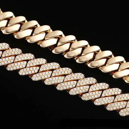 Iced Out Round Brilliant Cut Moissanite Cuban Chain For Him