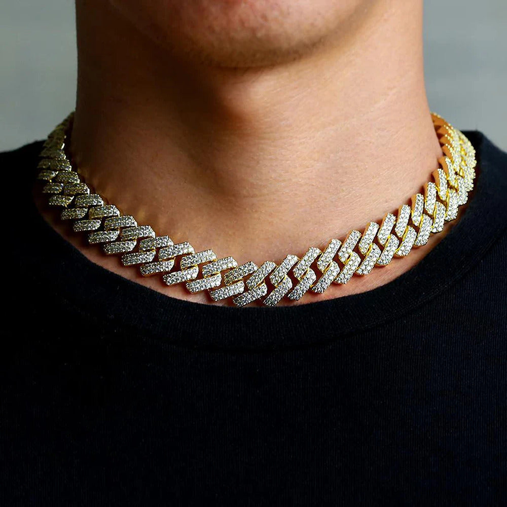 Iced Out Round Brilliant Cut Moissanite Cuban Chain For Him