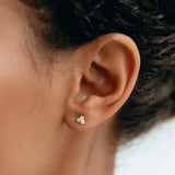 Three Stone D Color Moissanite Round Cut Small Stud Earring