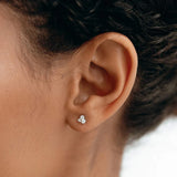 Three Stone D Color Moissanite Round Cut Small Stud Earring