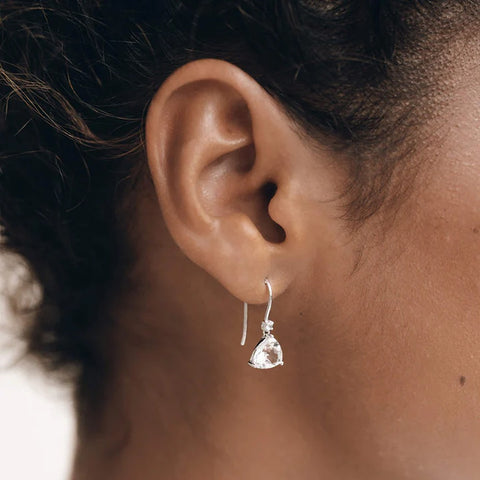 Moissanite Trillian & Round Cut Dangles Drop Earrings
