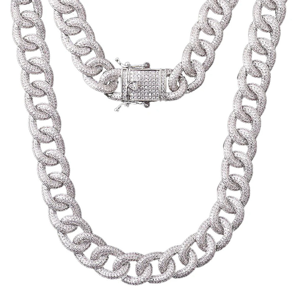 925 Sterling Silver Moissanite Miami Iced Out Cuban Chain