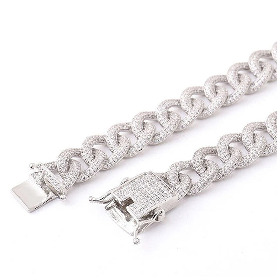 925 Sterling Silver Moissanite Miami Iced Out Cuban Chain