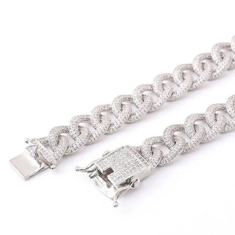 925 Sterling Silver Moissanite Miami Iced Out Cuban Chain