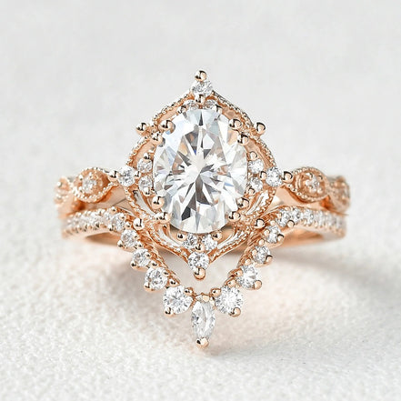 Moissanite D Color Oval Cut Filigree Anniversary Gift For Women