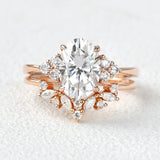 Side Accent Oval Cut Moissanite Bridal Set For Women