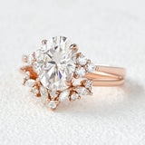 Side Accent Oval Cut Moissanite Bridal Set For Women