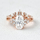 Side Accent Oval Cut Moissanite Bridal Set For Women