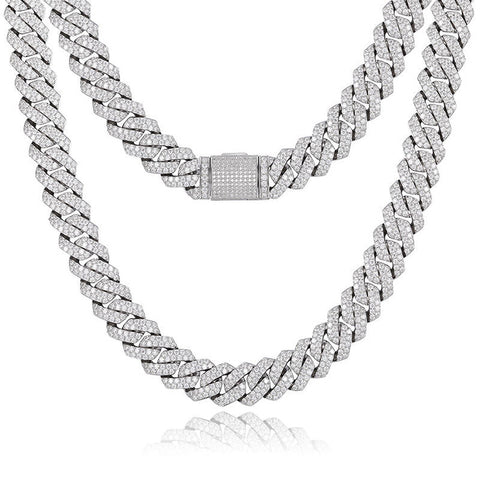 D Color Moissanite Diamond Miami Cuban Link Chain