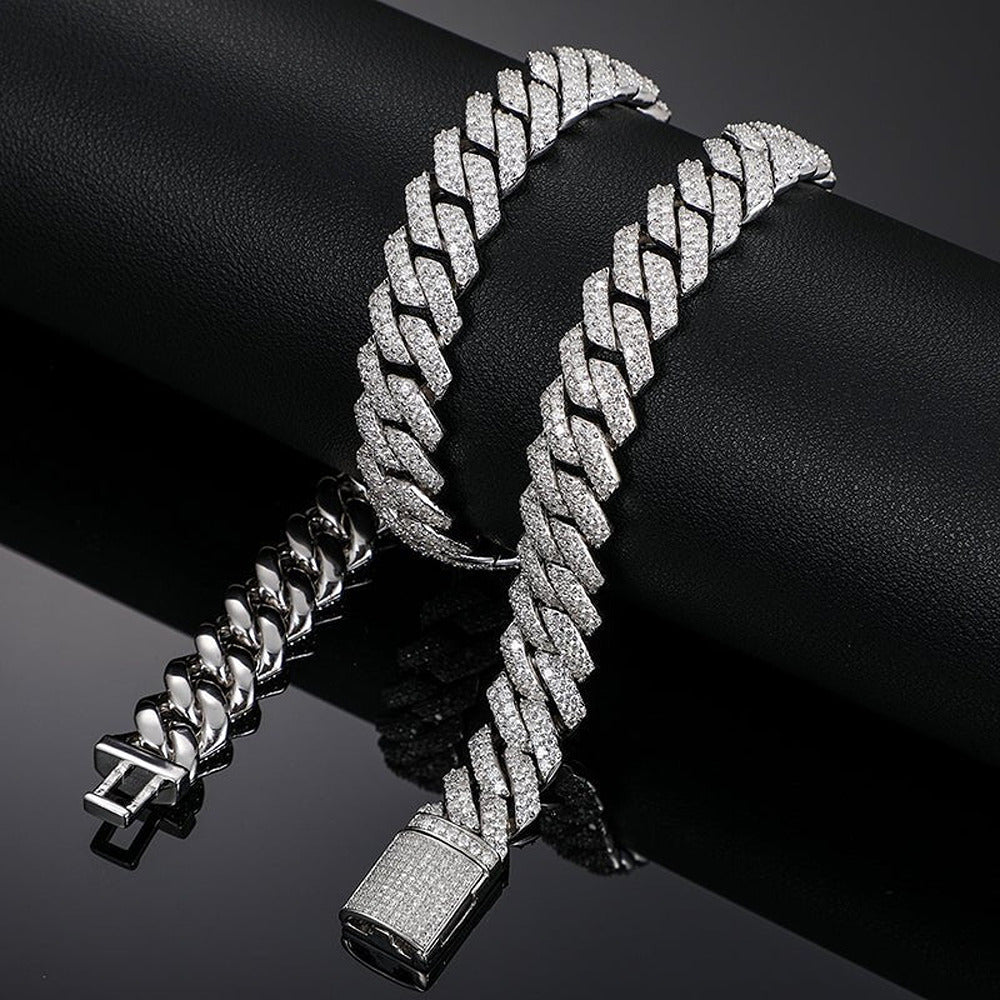 D Color Moissanite Diamond Miami Cuban Link Chain