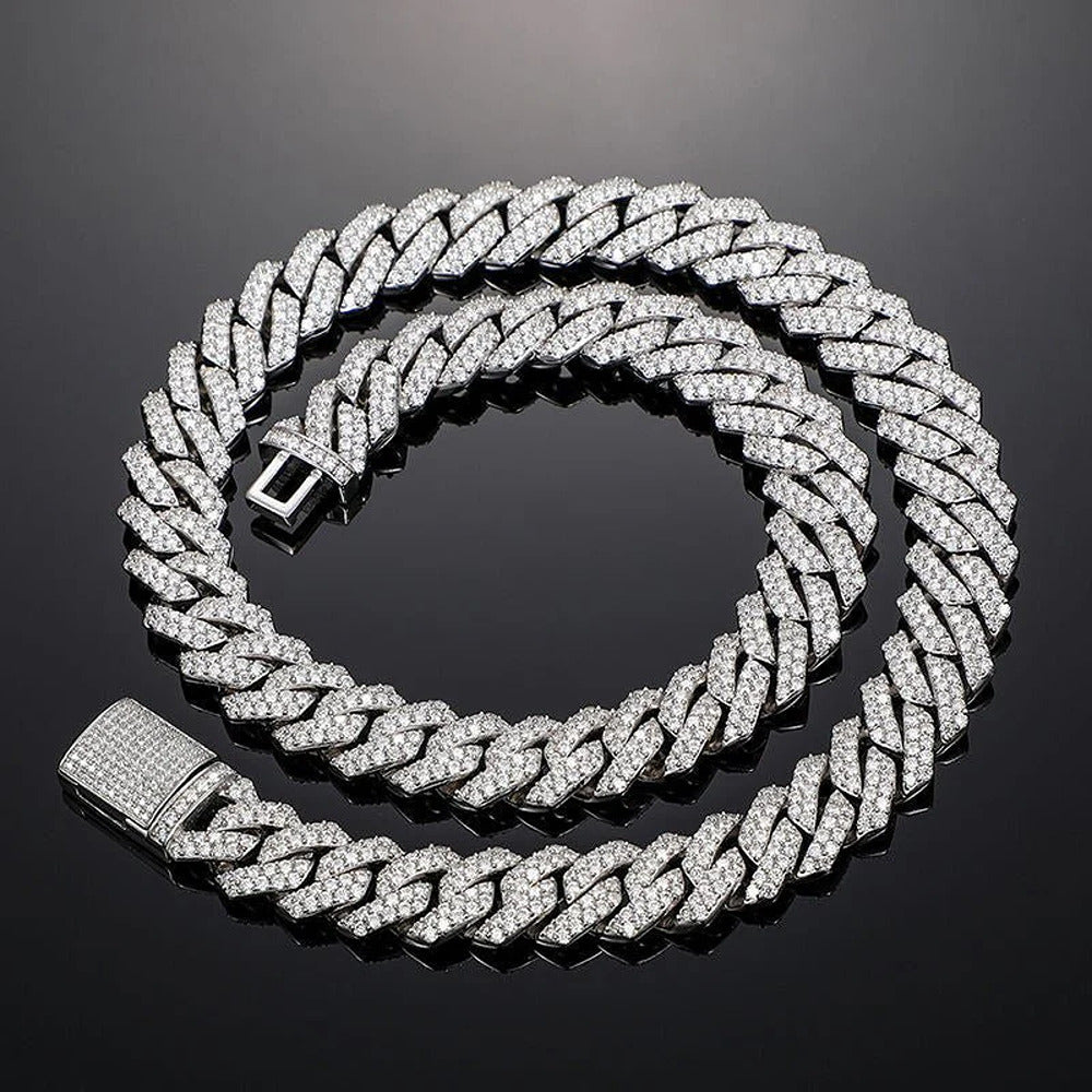 D Color Moissanite Diamond Miami Cuban Link Chain