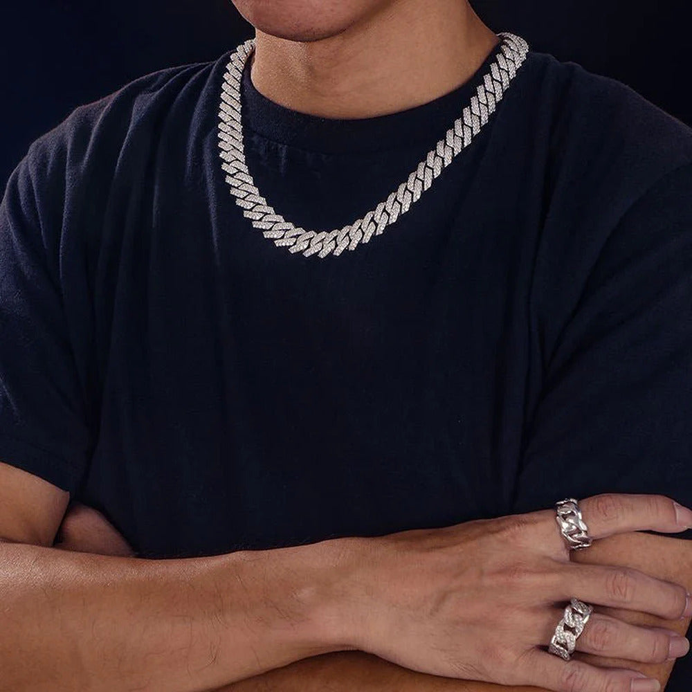 D Color Moissanite Diamond Miami Cuban Link Chain