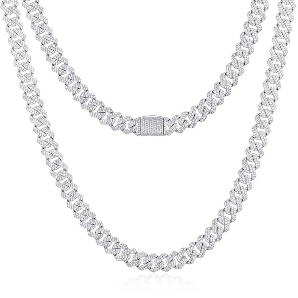 Colorless Moissanite Round Cut Hip Hop Cuban Chain For Mens