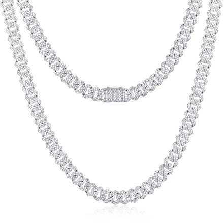 Colorless Moissanite Round Cut Hip Hop Cuban Chain For Mens