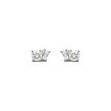 Fancy Style Moissanite Round & Baguette Cut Stud Earring