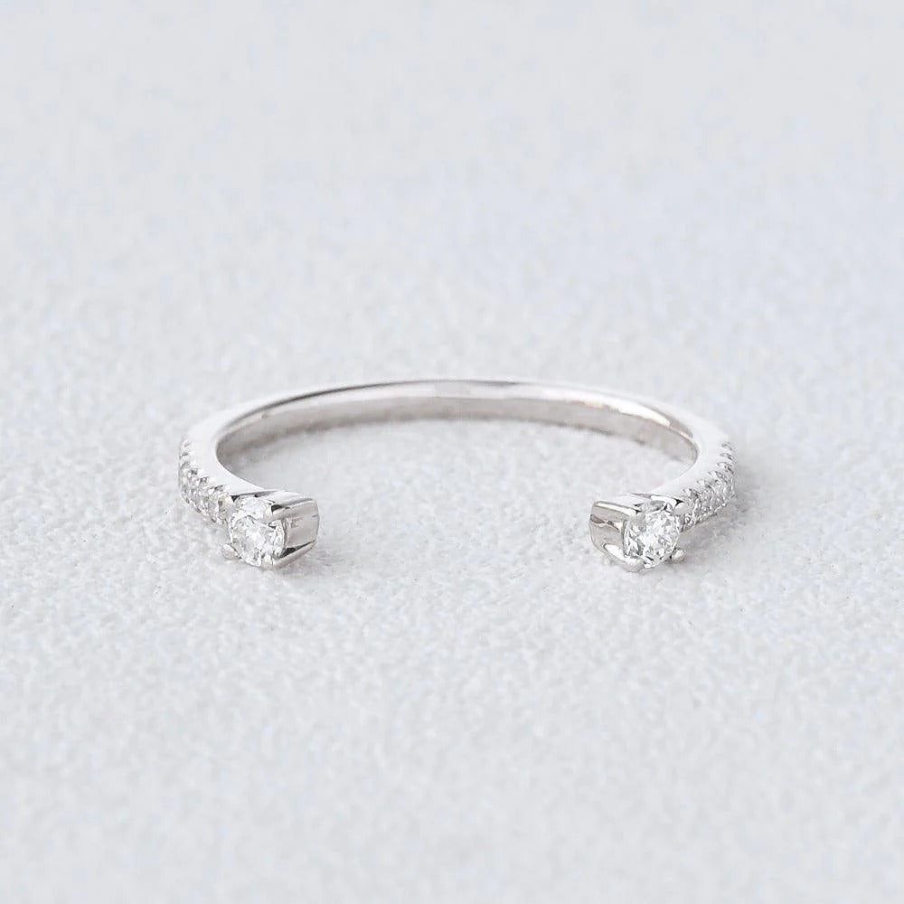 Cuff Style Moissanite Round Cut Wedding Band For Bride