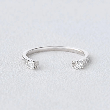 Cuff Style Moissanite Round Cut Wedding Band For Bride