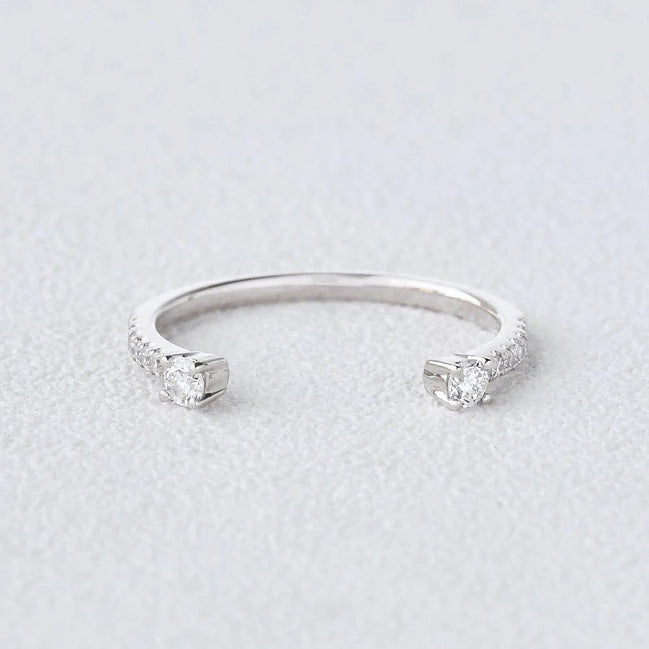 Cuff Style Moissanite Round Cut Wedding Band For Bride