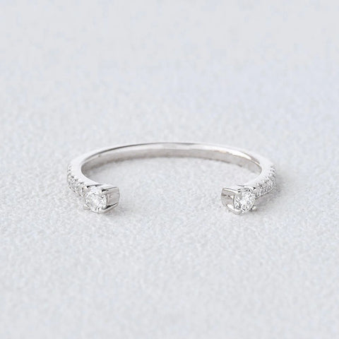 Cuff Style Moissanite Round Cut Wedding Band For Bride